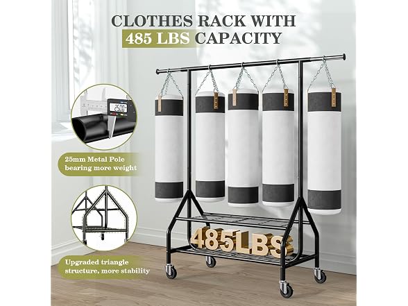 Holiwei Clothes Rack with 2 Shelves