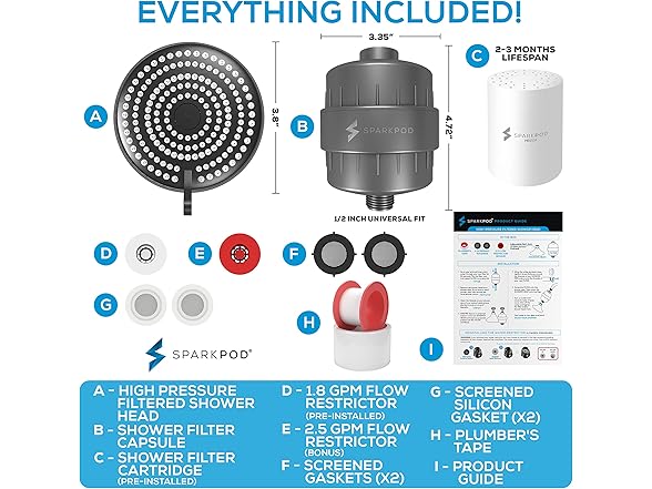 23-Stage Filtered Shower Head 3-Spray