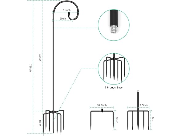 SZHLUX SZHLUX Adjustable Shepherds Hook for Outdoor 76 