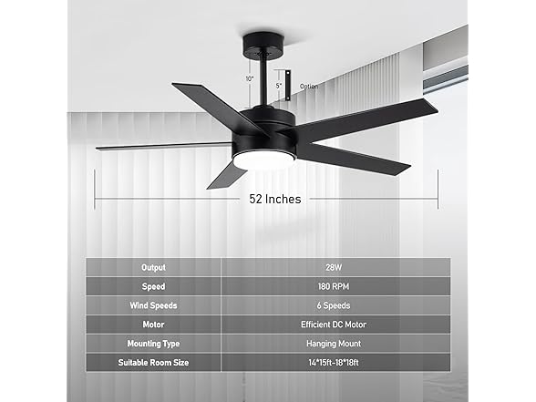 LOFIKEDI 52 Inch Modern Ceiling Fan