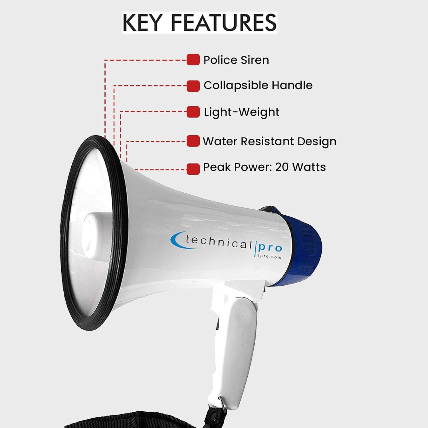 Megaphone with Siren & Foldable Handle - Gallery 18