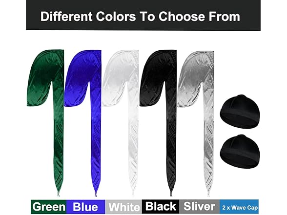 ASKNOTO 5 Pcs Silky Durag Headwraps