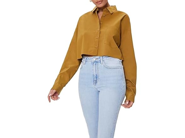 Forever 21 (M) Cropped Poplin Cigar Shirt