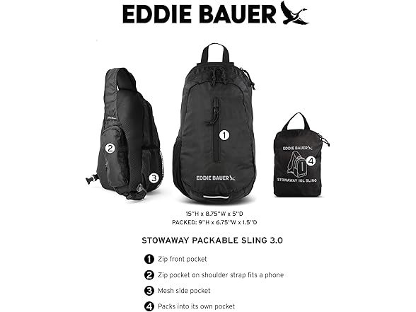 Eddie Bauer Stowaway Packable Sling Bag