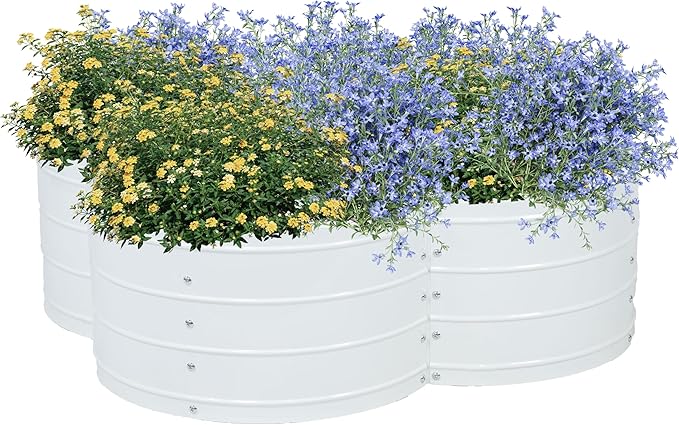 Sunnydaze Clover Steel Garden Bed, White - Gallery 8