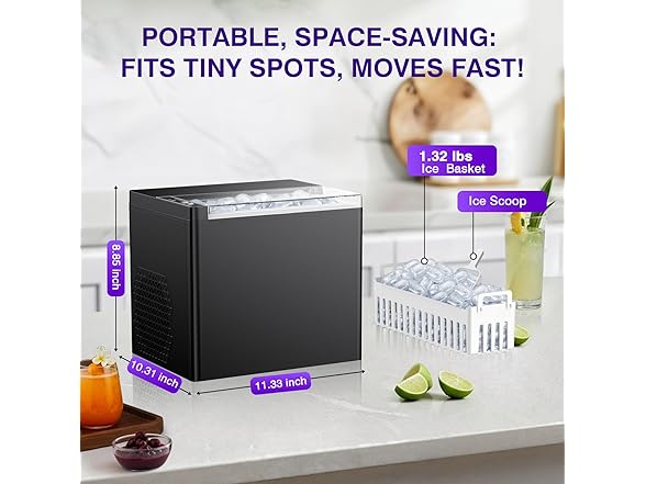 ORFLROA Countertop Ice Maker Machine