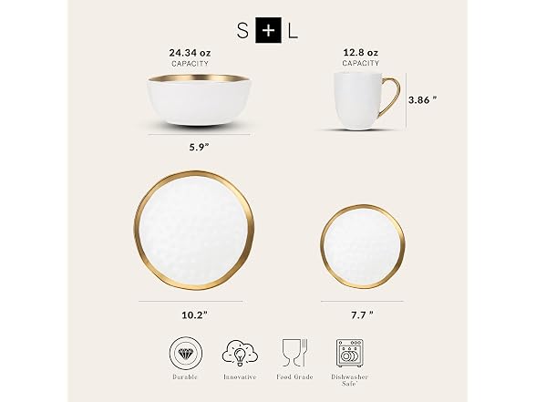 Stone Lain Poreclain 16pc Dish Set White