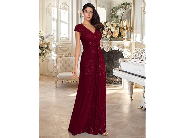 Meilun Women (M) Short Sleeve Sequin Formal Dress