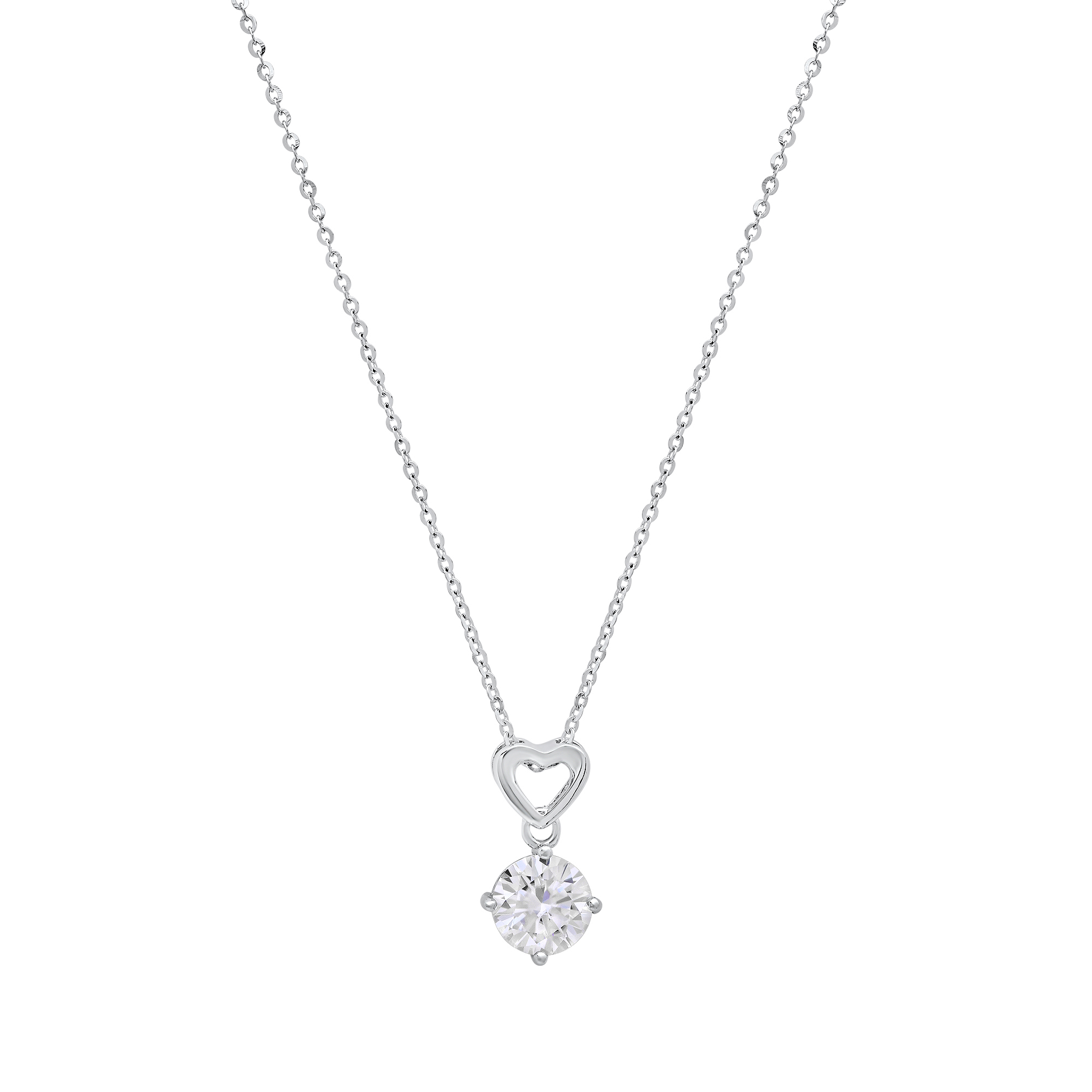 Moissanite Diamond Heart Drop Necklace - Gallery 6