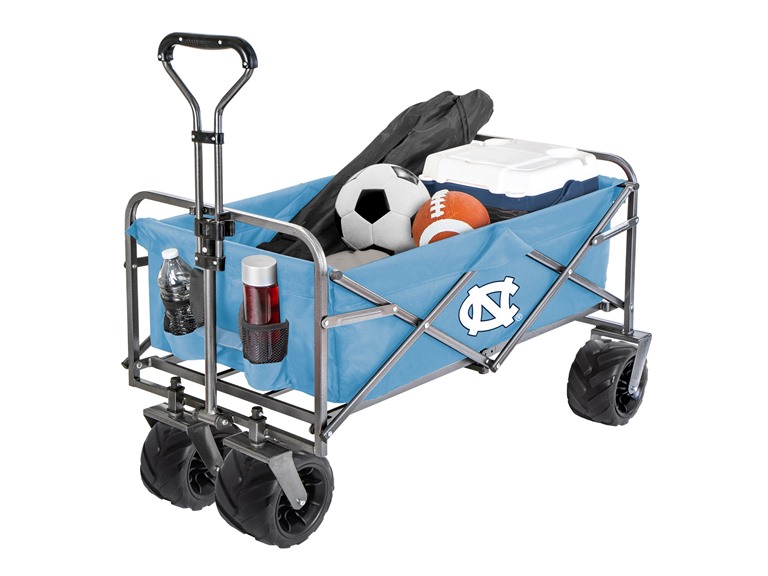 Smart Design Collegiate Heavy-Duty Utility Collapsible Sports Wagon – Heavy Duty Wheels Beach Cart - 20.15 x 35.5 x 22.5 inch - NORTH CAROLINA