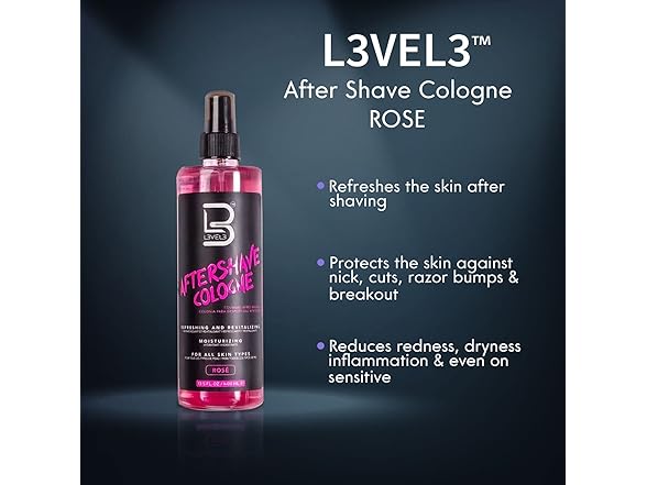 (3 Pack) Level 3 After Shave Spray Cologne, Rose, 13.5 oz
