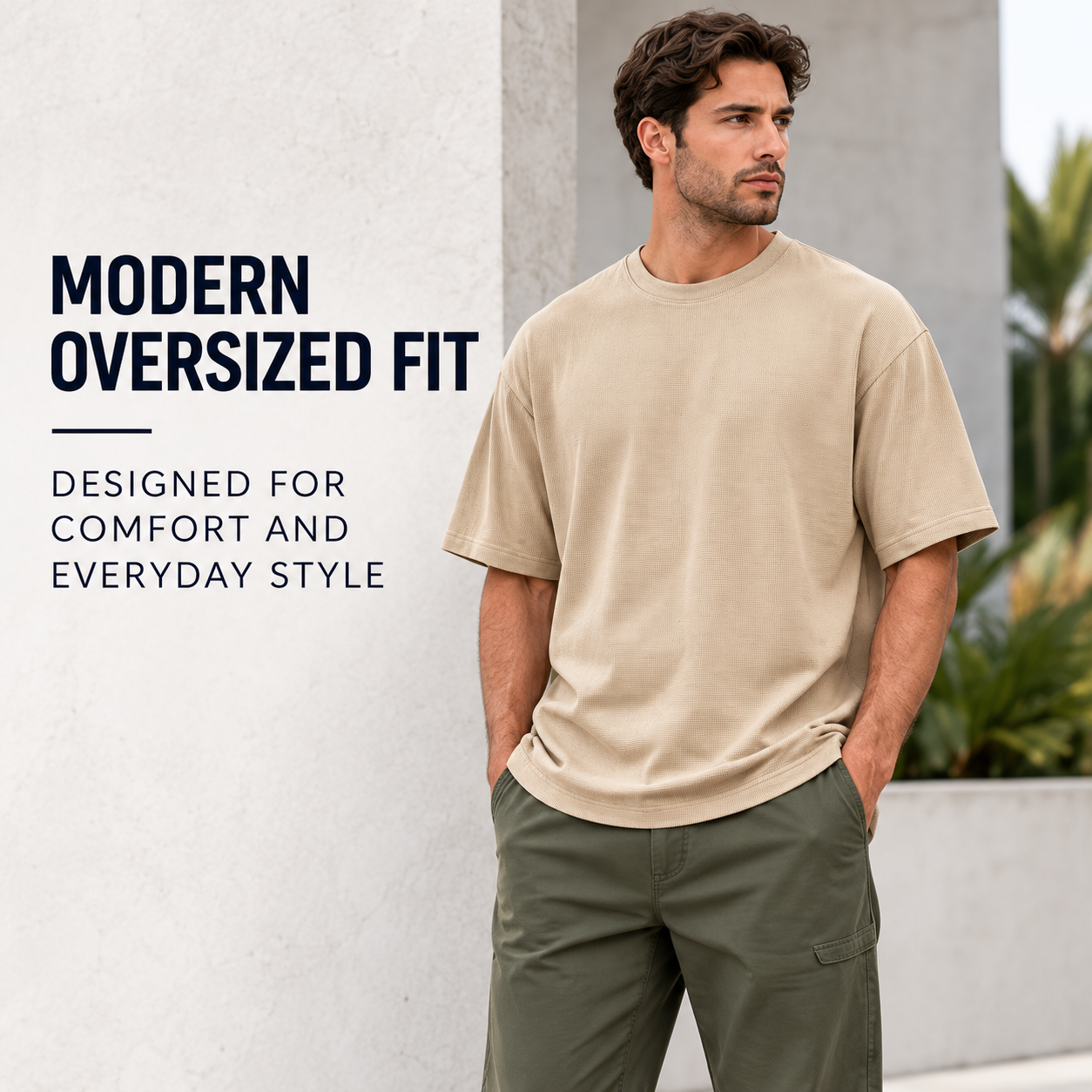5Pk Mens Waffle Knit Drop Shoulder Tee - Gallery 22