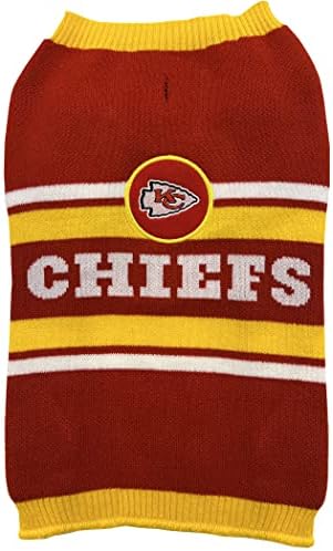 NFL Kansas City Chiefs Dog Sweater, Size Extra Small. Warm and Cozy Knit Pet Sweater with NFL Team Logo, Best Puppy Sweater for Large and Small Dogs
