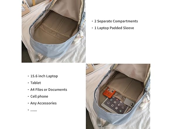 BILIPOPX Kawaii 15.6 Inch Laptop Backpack
