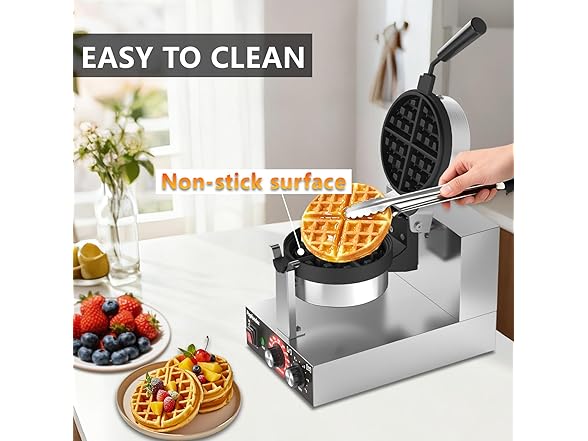 POPFOODEX Commercial Belgian Waffle Maker