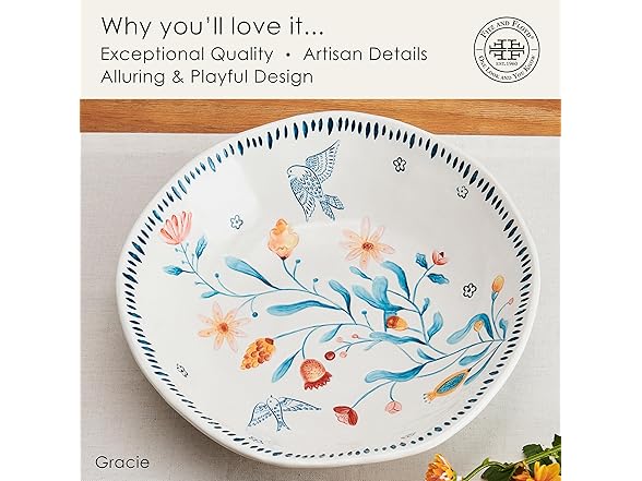 Fitz and Floyd Gracie Serving Bowl, White, 10 Inch