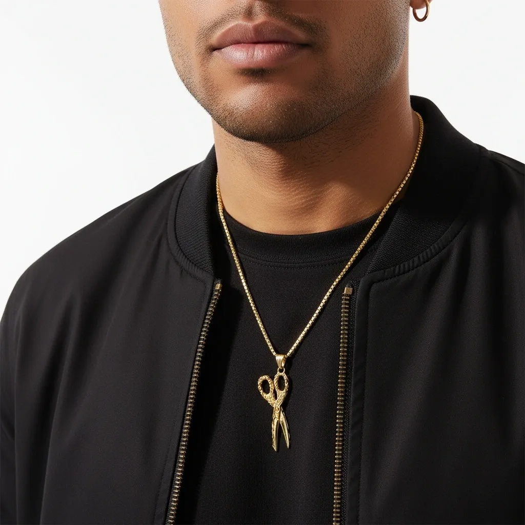 Rope Chain With Scissor Pendant - Gallery 8