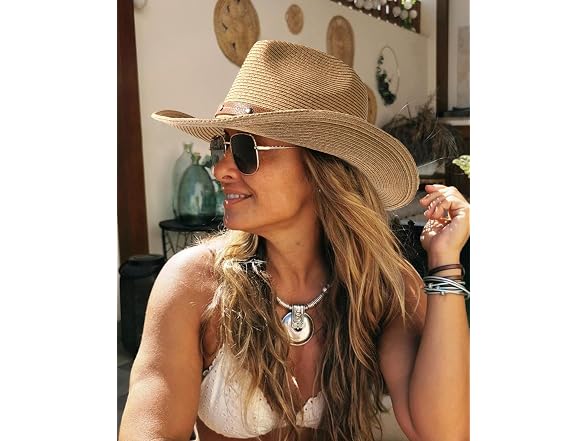 FURTALK Cowboy Sun Hat with Wind Lanyard