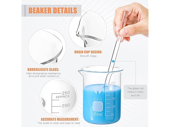 10 Pieces Glass Measuring Cylinder