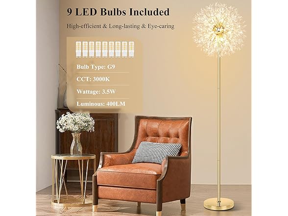 BesLowe 69'' Crystal Floor Lamp