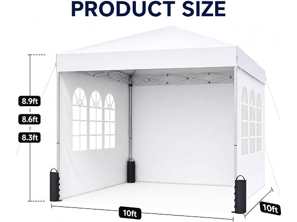 SANWAY 10x10 Pop Up Canopy with Sidewall,White