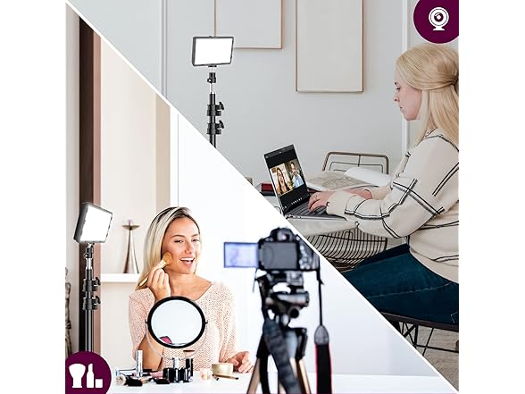 (3 PACK) Photography Lighting Kit Dimmable 5600K USB LED Lights w/Tripods