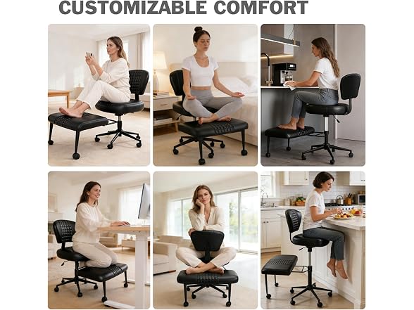 Ergonomic Cross Legged Office Chair Black