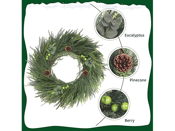 lokeisna Real Touch Norfolk Pine Wreath