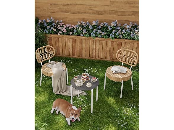 GarveeLife 3 Piece Wicker Patio Bistro Furniture Set