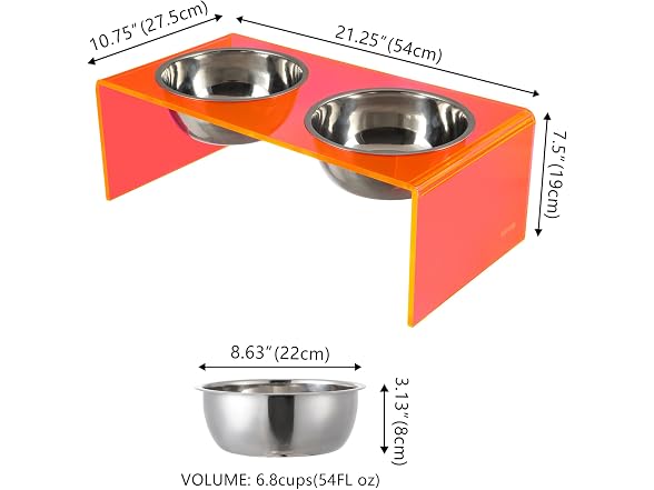 Keaton 7.5" Modern Acrylic Rectangular Elevated Pet Feeder