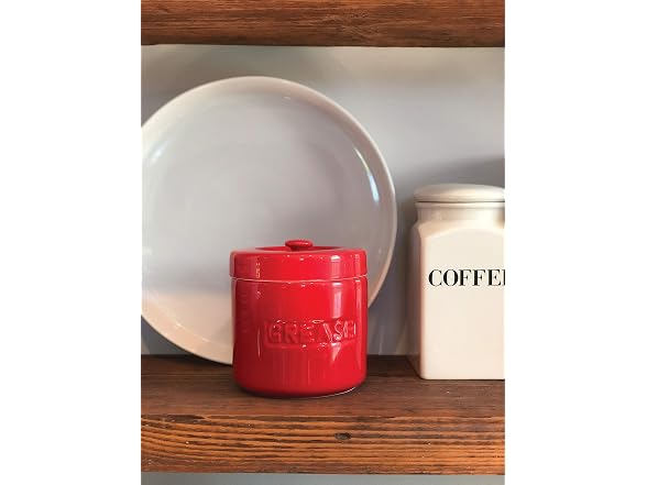 Fox Run Porcelain Bacon Grease Container with Strainer