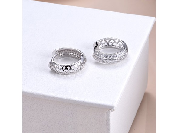 14K Filigree Heart Huggie Earring