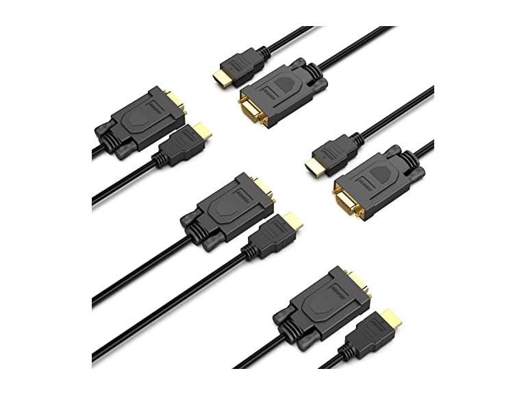 (5 PACK) HDMI to VGA 6FT Uni-Directional HDMI (Source) to VGA (Display) Cable (Male to Male)