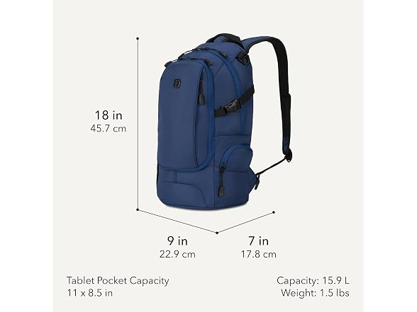 SWISSGEAR Backpack, Slim Profile, Navy Ballistic,15.9L, 18-Inch
