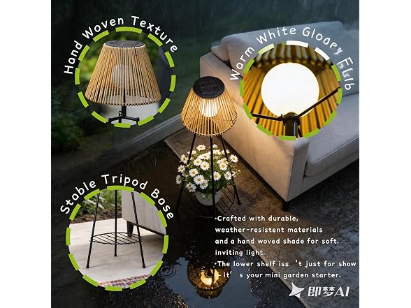 DJGIFI Solar Floor Lamp Plant Shelf