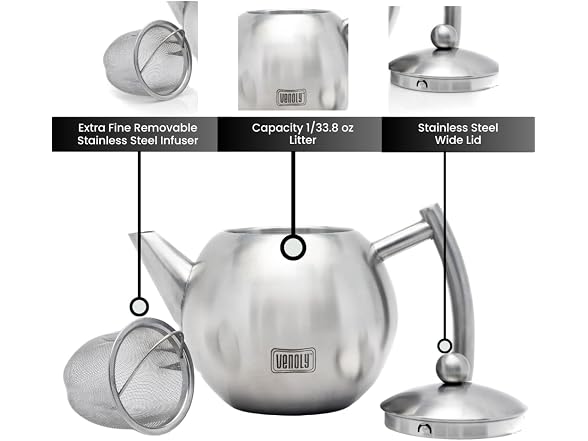 Venoly Stainless Steel Teapot (1L)