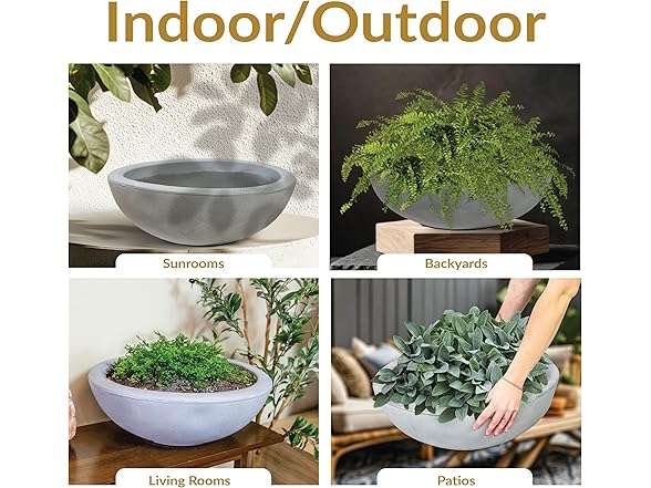 Sunnydaze Percival 20.75" Shallow Outdoor Planter Bowl - Gray
