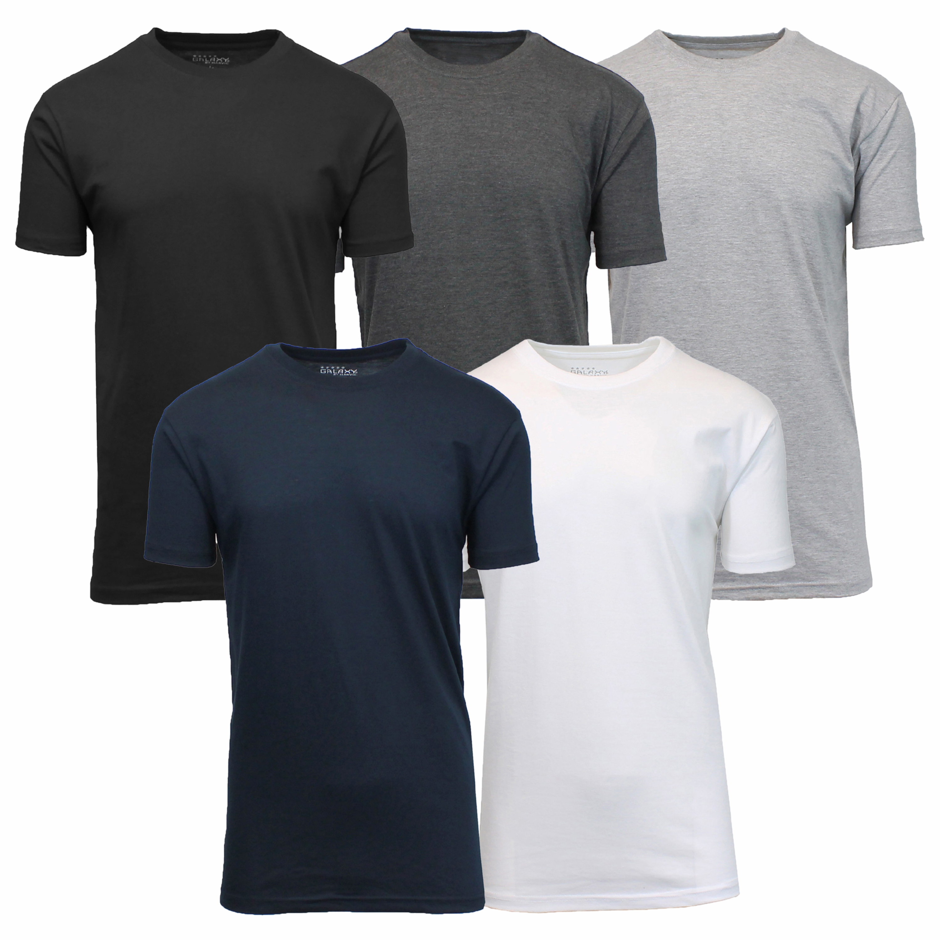 5Pk Mens S/S Crew Neck Solid Tee - Gallery 10