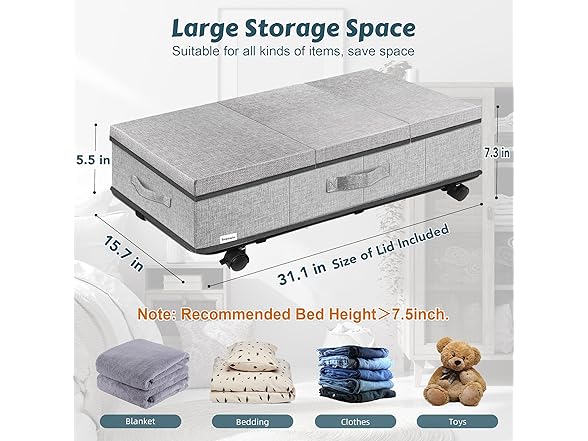 Supowin Under Bed Storage with Wheels