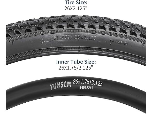 YUNSCM 26" MTB Tires & Tubes Set, 2-Pack