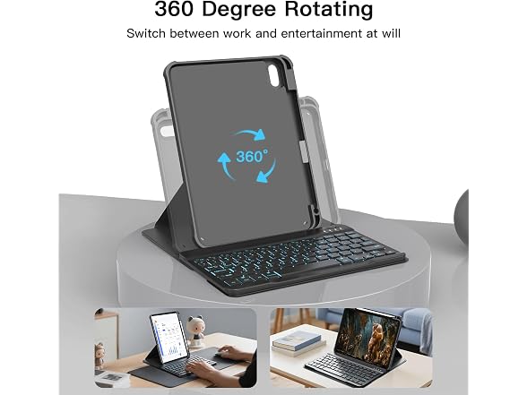 RAYMCRAFT Black iPad Air 11" Case W/ Keyboard