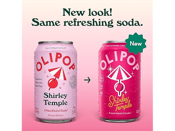 12Pk OLIPOP Prebiotic Soda Pop, Shirley Temple