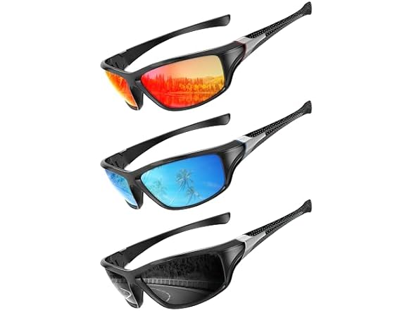 QALLY Polarized Mens Sunglasses -  3pk