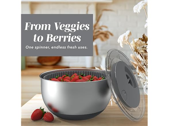 COOK WITH COLOR Stainless Steel Salad Spinner - 5 Q