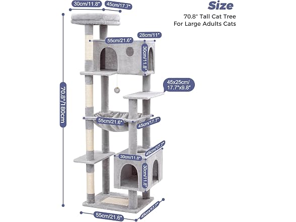 Meow Sir Large Cat Tree for Large Cats 70 Inches - Gallery 2