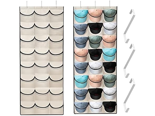 24 Pocket Over Door Hat Organizer