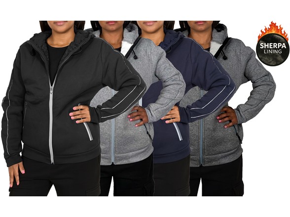 3Pk Womens Sherpa Classic Tech Zip Hoodie