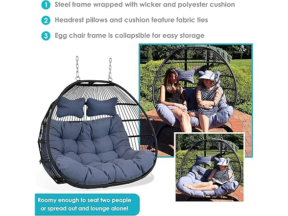 Sunnydaze Decor TF-547 Gray Resin Egg Swing