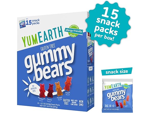 15PK YumEarth Organic Gummy Bears - Fruity