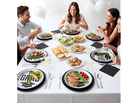Fun Express Grad Plates 25pk Silver